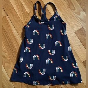 Hanna Andersson 90/3T Navy Rainbow Print UV Dress with Attached Shorts